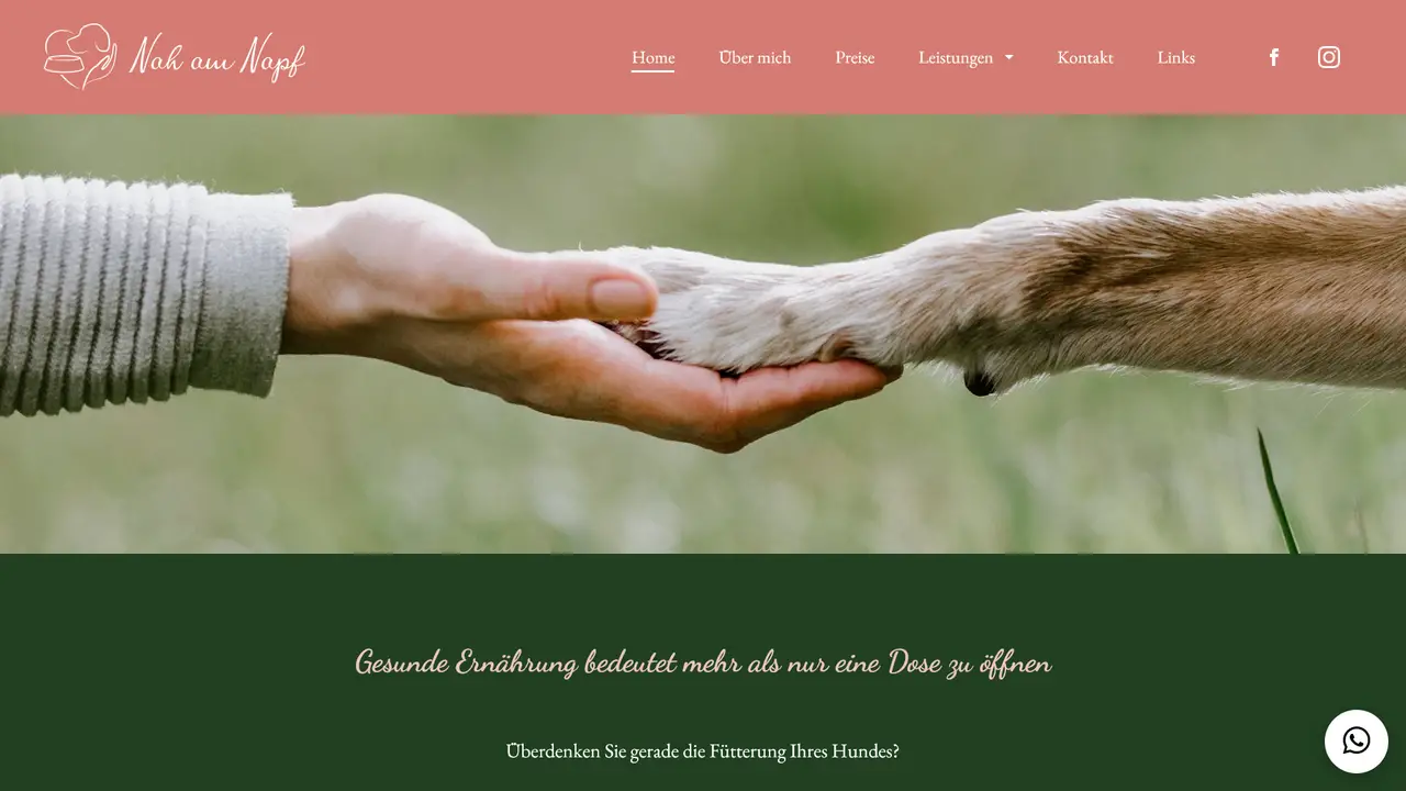 Screenshot Link zu "Nah am Napf" Barfen, Kochration, Vitalpilze