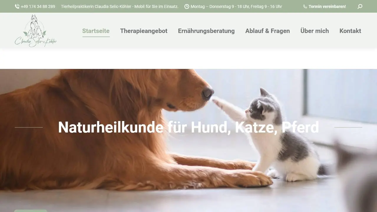 Screenshot Link zu "Meine Tierheilpraktikerin Claudia"