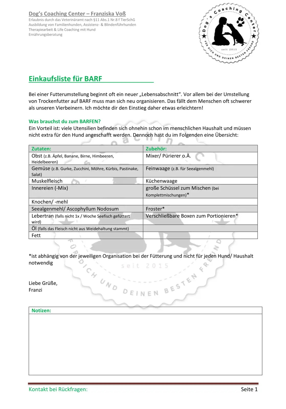 20.06.2022: Blogartikel "Einkaufsliste BARF" als PDF zum Download 20.06.2022: Blogartikel "Einkaufsliste BARF" als PDF zum Download